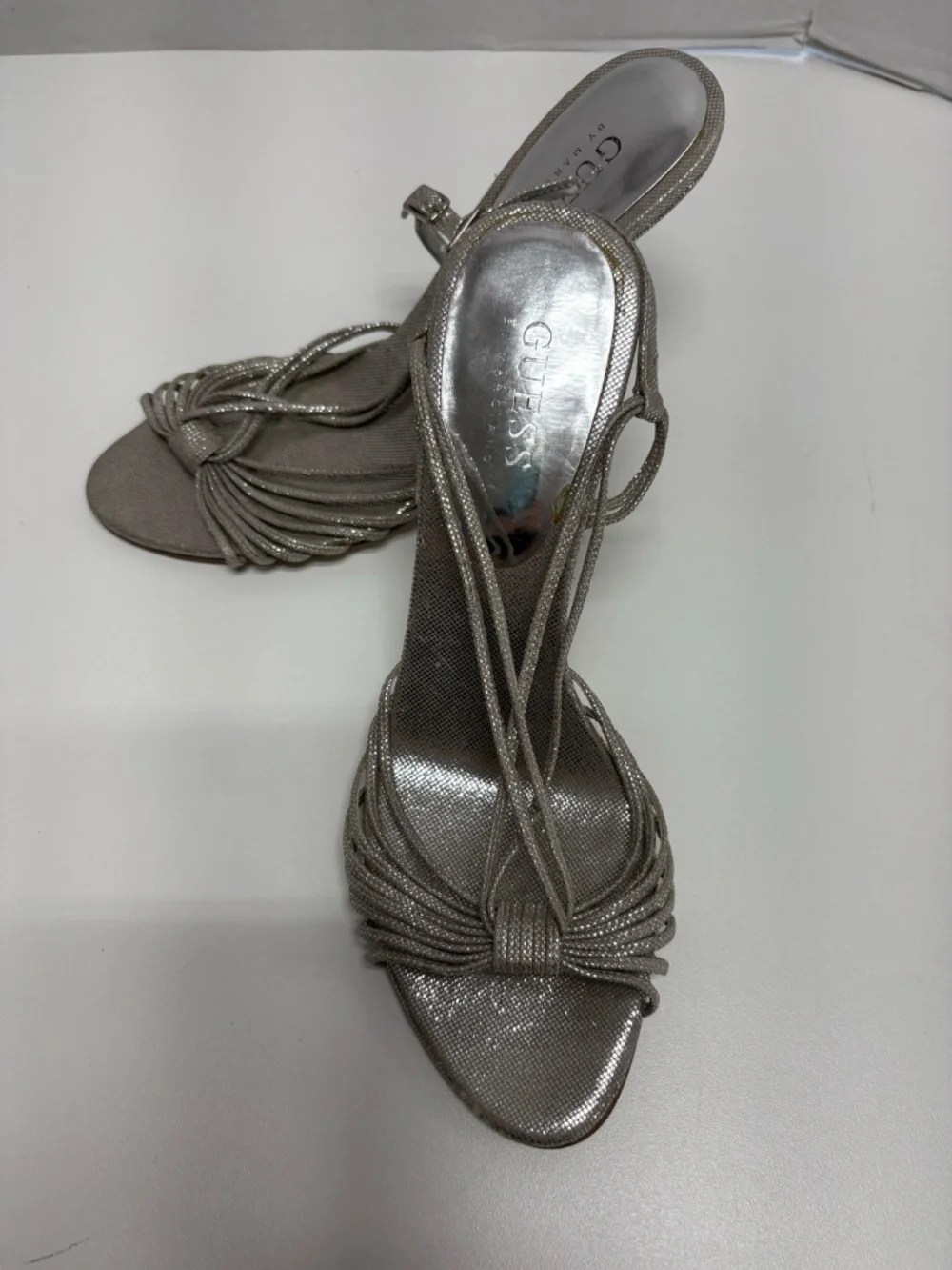 Guess by Marciano Silver Metallic Heeled Sandals - Size 7.5 - Picture 3 of 15